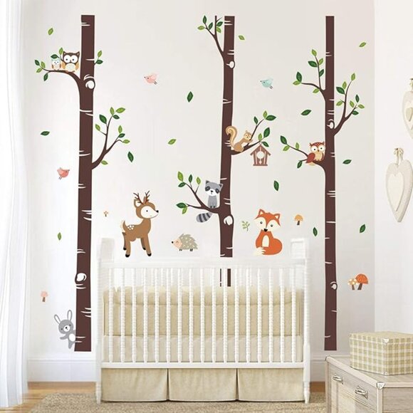 Other - NWT- Large Birch Tree and Forest Animal Wall Decals